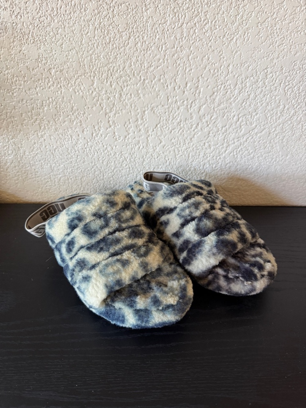 UGG Panther Print Stormy Grey Fluff Yeah Slide Slippers